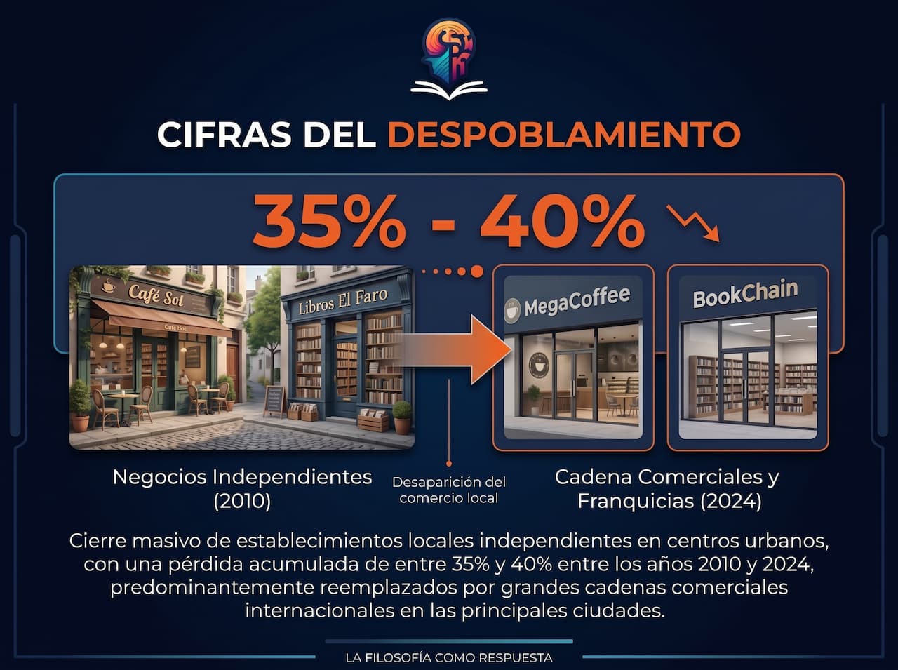 Cifras de despoblamiento y reemplazo de empresas locales por foraneas